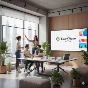 SparkWave Media creative team planning digital strategy in Dubai